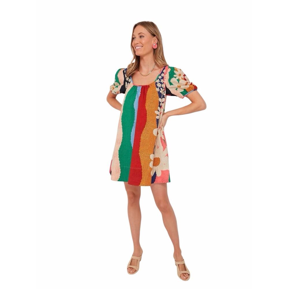Farm Rio Super Fun Daisy Mini Dress Size Small - Picture 2 of 10